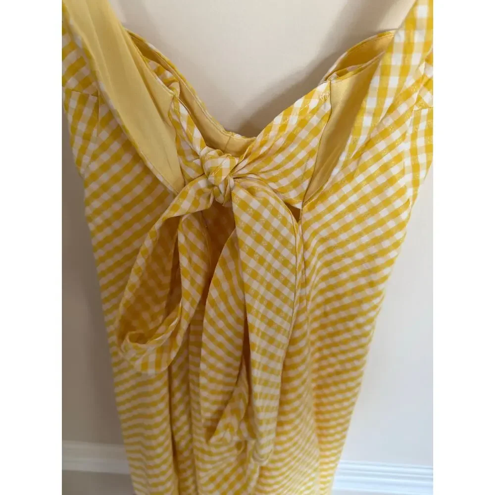 Princess Polly Yellow & White Gingham McBeath Mini Dress Tie Back Summer Preppy - Picture 9 of 13